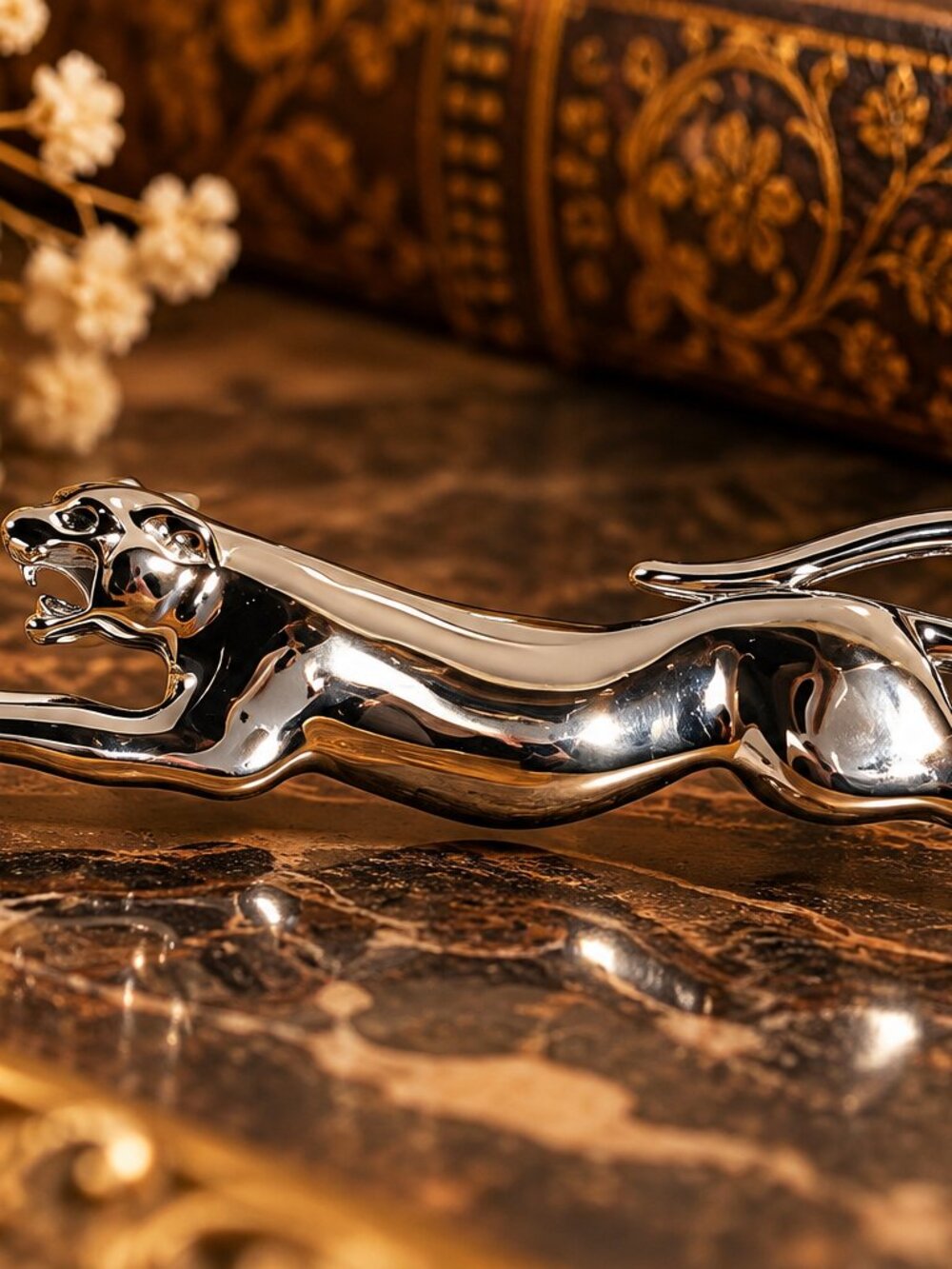 Silver Tone Leaping Jaguar Panther Brooch Pin – Elegant Big Cat Jewelry